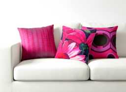 Retro Cushion 40 X cm - 50 Red Dot Desire, Red Pink Black 70S Fabric Cover, Lounge Vintage Cover Geometric Dots - thumbnail 1