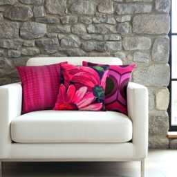 Retro Cushion 40 X cm - 50 Red Dot Desire, Red Pink Black 70S Fabric Cover, Lounge Vintage Cover Geometric Dots - thumbnail 2