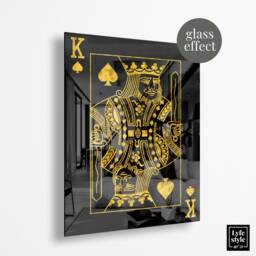 King Of Spades Acrylic Glass Art - Black & Gold Poker Decor - thumbnail 2