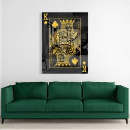 King Of Spades Acrylic Glass Art - Black & Gold Poker Decor - thumbnail 3