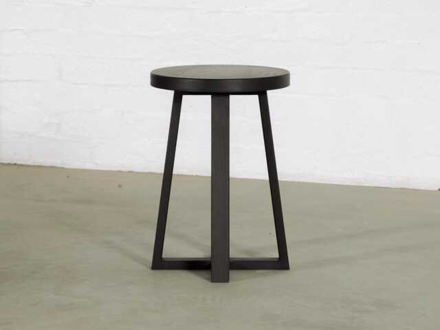 Black Round Side Table - Wooden Stool Bedside - image 1