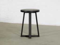 Black Round Side Table - Wooden Stool Bedside - thumbnail 1