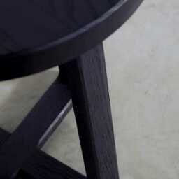 Black Round Side Table - Wooden Stool Bedside - thumbnail 2