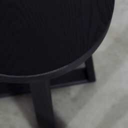 Black Round Side Table - Wooden Stool Bedside - thumbnail 3