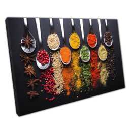 Vibrant Herbs & Spices Kitchen Canvas Culinary Photography Wall Art For Home & Restaurant Decor - thumbnail 1