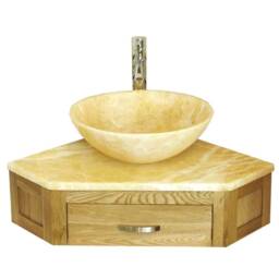 Bathroom Vanity Unit Oak Corner Wash Stand Onyx & Basin 501Wgo025Go - thumbnail 2