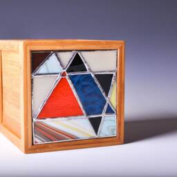 stained Glass Accent Lamp, Night Light, Table Wall Art - thumbnail 3