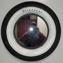 Repurposed Tire Mirror Automotive Garage D??cor - thumbnail 3