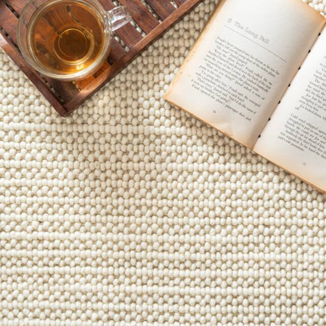 Hand Woven , Handmade Carpet Modern Style New Zealand Wool Indoor Rug. Entryway Or Runner Off White - Therugbasket - image 1