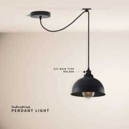 Industrial Pendant Light Brushed Metal Lampshade, Vintage Bar Lighting
