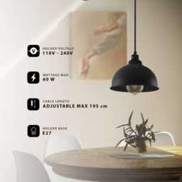 Industrial Pendant Light Brushed Metal Lampshade, Vintage Bar Lighting - thumbnail 3