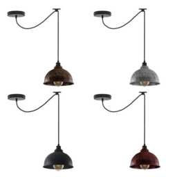 Industrial Pendant Light Brushed Metal Lampshade, Vintage Bar Lighting - thumbnail 4