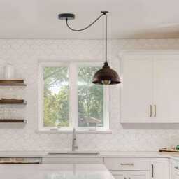 Industrial Pendant Light Brushed Metal Lampshade, Vintage Bar Lighting - thumbnail 2
