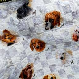 Dog Quilt, Lap Quilt Or Throw, Grey White - thumbnail 3