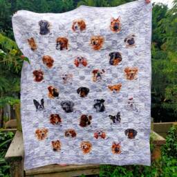 Dog Quilt, Lap Quilt Or Throw, Grey White - thumbnail 4