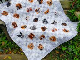 Dog Quilt, Lap Quilt Or Throw, Grey White