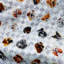 Dog Quilt, Lap Quilt Or Throw, Grey White - thumbnail 2