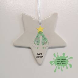 Baby's 1st Xmas Ornament 2025 - Personalised Christmas Decoration Foot Print Keepsake Gift For Grandparents Nanny - thumbnail 1