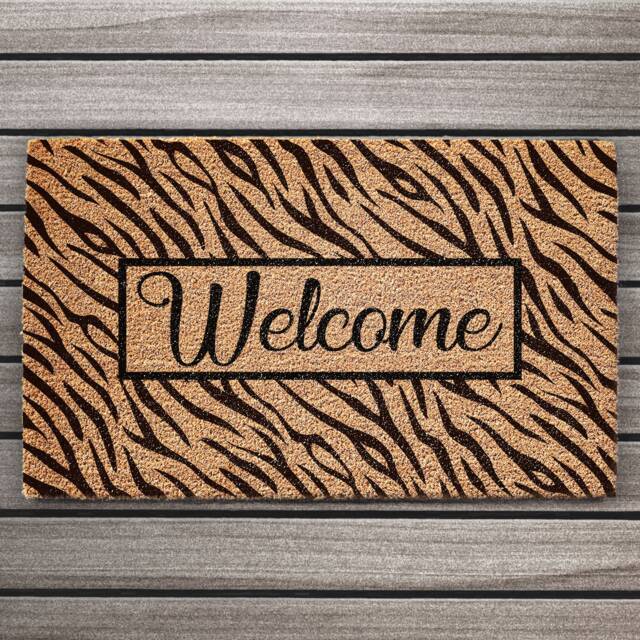 Tiger Print Coir Doormat - Welcome Animal Design - image 1