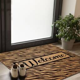 Tiger Print Coir Doormat - Welcome Animal Design - thumbnail 3