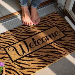 Tiger Print Coir Doormat - Welcome Animal Design - thumbnail 2