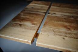 Expandable Reclaimed Wood Dining Table Industrial Steel Legs, Custom Size - thumbnail 1