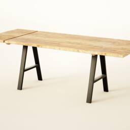 Expandable Reclaimed Wood Dining Table Industrial Steel Legs, Custom Size - thumbnail 2