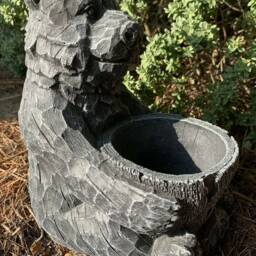 stone Garden Detailed Bear Planter Plant Pot Black & White Ornament Gift - thumbnail 3