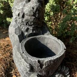 stone Garden Detailed Bear Planter Plant Pot Black & White Ornament Gift - thumbnail 2