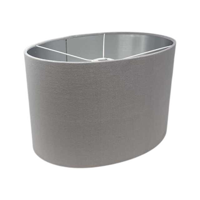 Light Grey Velvet Brushed Silver Oval Lampshade - image 1