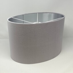 Light Grey Velvet Brushed Silver Oval Lampshade - thumbnail 2