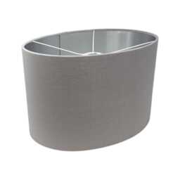 Light Grey Velvet Brushed Silver Oval Lampshade - thumbnail 1
