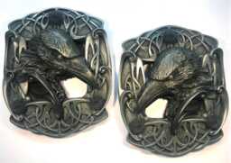 Hugin & Munin Raven Celtic Wall Plaque Set, Norse Mythology Decor - thumbnail 1
