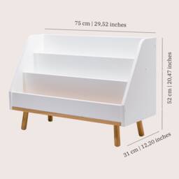 Kids Front Facing Wooden Bookshelf, White Shelf With Hidden Storage - thumbnail 4