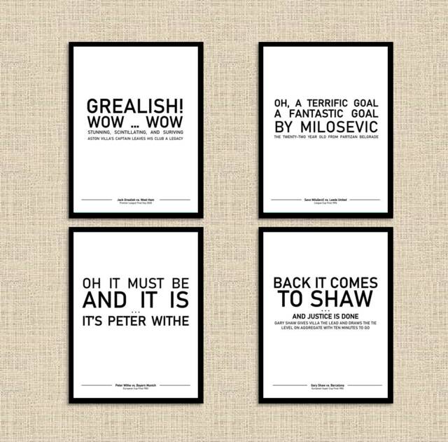 Aston Villa Poster Wall Art, Grealish, Withe, Shaw, Iconic Goal Commentary Moments, Fan Present Idea, Home Decor