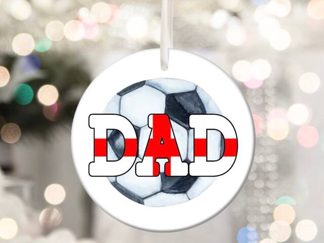 Dad Football England Footie Daft Crazy Personalised Christmas Bauble Funny Gift Present Keepsake Novelty Tree Xmas For Him