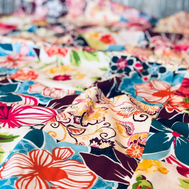 Cuddly Minky Patchwork Blanket For Baby Girl - Bold Bright Boho Floral in Pinks & Blues - image 1