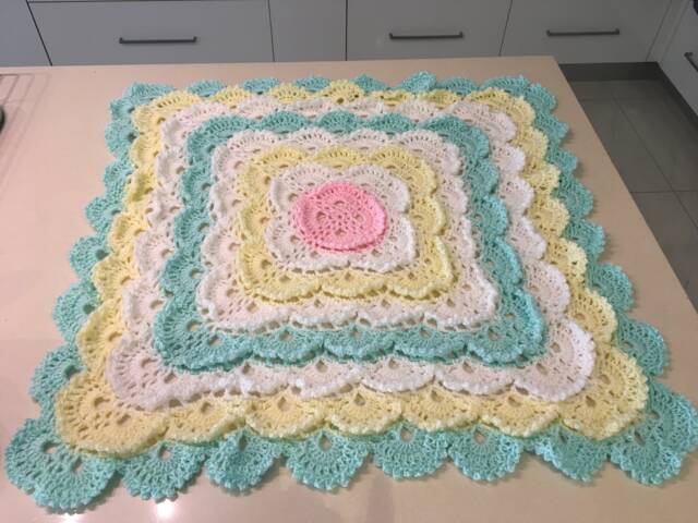 Handmade Crochet Baby Blanket Soft Meringue Pattern, Shower Gift