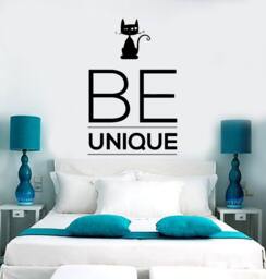 Wall Vinyl Decal Quotes Be Uniqe Black Cat Animals Amazing Funny Decor 1314Dz - thumbnail 1
