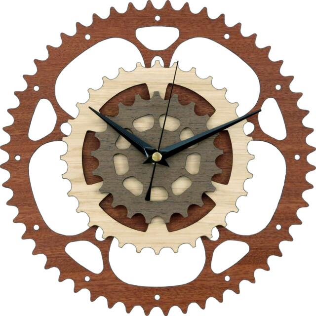 Wooden Gears Clock, Bike/Motorcycle Design. Handmade in UK - image 1