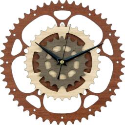 Wooden Gears Clock, Bike/Motorcycle Design. Handmade in UK