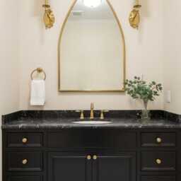 Arched Brass Modern Mirror - Elegant Pointed Arch Vanity - thumbnail 3