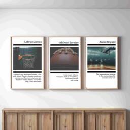 Basketball Quote Prints Set Of 3 Motivational Posters, Wall Art Print, Gift For Men, Boyfriend, Sports Lovers, Gym Decor, Christmas - thumbnail 1