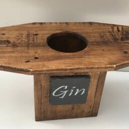 Table Top Gin Bar Solid Wood With Chalkboard Slate Personalised - Takes 2 Hanging Glasses & Bottle Holder, Butlers - thumbnail 4