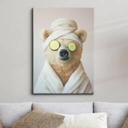 Bear Beauty Care Towel Bath Tub Framed Poster Print & Canvas Wall Decor Art Painting Bedroom Home Bathroom Funny Animal Lover Gift