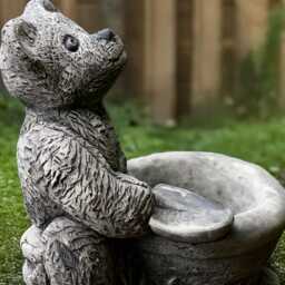 Bear With Flower Pot Statue Concrete Teddy Bear Sculpture Outdoor Figurine Stone Animal Ornament Lawn Handmade Art Gift - thumbnail 4