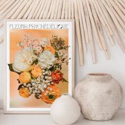 Psychedelic Fleurs Print - Retro Bright Floral Print, 60S 70S Aesthetic, Les Fleurs, Bohemian, Home Wall Art, Flower Boho Hippie - thumbnail 2