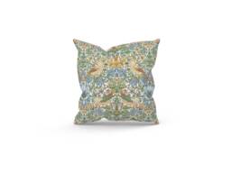 William Morris Strawberry Thief Sky Cushion, Modern Home Decor, Birds & Flowers Themed - thumbnail 1