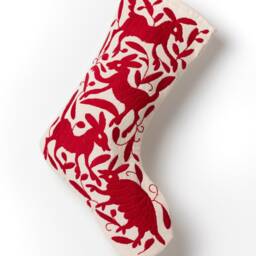 Handcrafted Otomi Christmas Stocking - Mexican Embroidered Cotton For Rainbow Contact Me - thumbnail 3