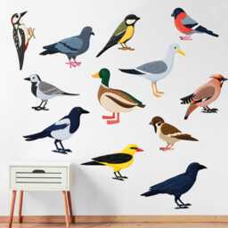 Animal Wall Sticker - Set Of Twelve Birds Decal Art - thumbnail 1